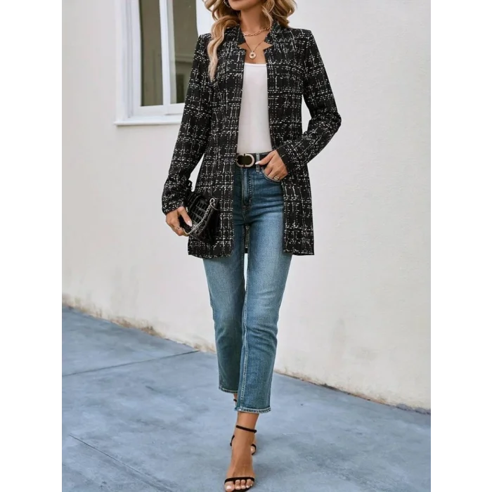 Kadın Uzun Kollu Kırlangıç Yaka önü Açık şanel Ceket