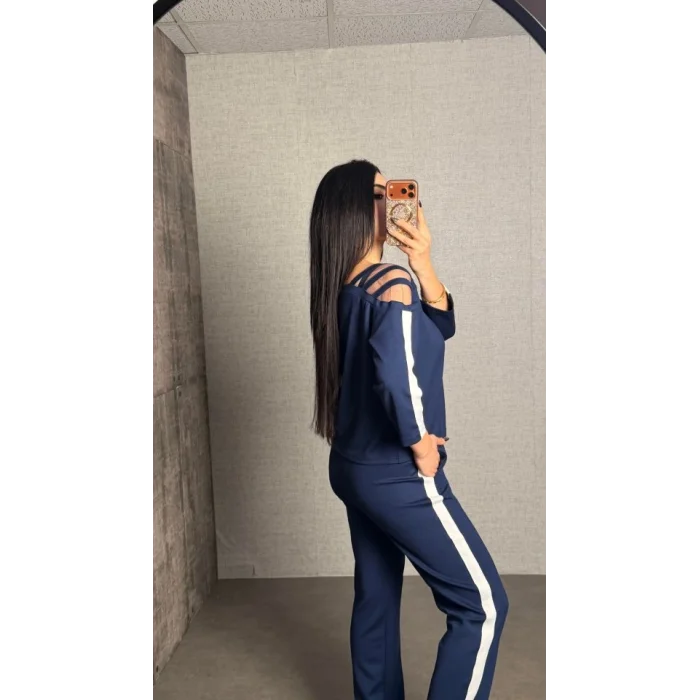 Kadın Uzun Kollu Kolu Tül Yanları şerit Detay Modal Ikili Takım