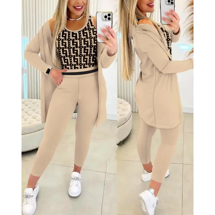 Kadın Uzun Kollu Krep üçlü Takım