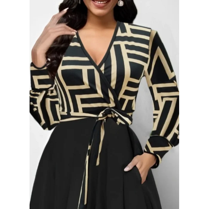 Kadın Uzun Kollu Kruvaze Yaka Dalgıç Krep Midi Boy Elbise