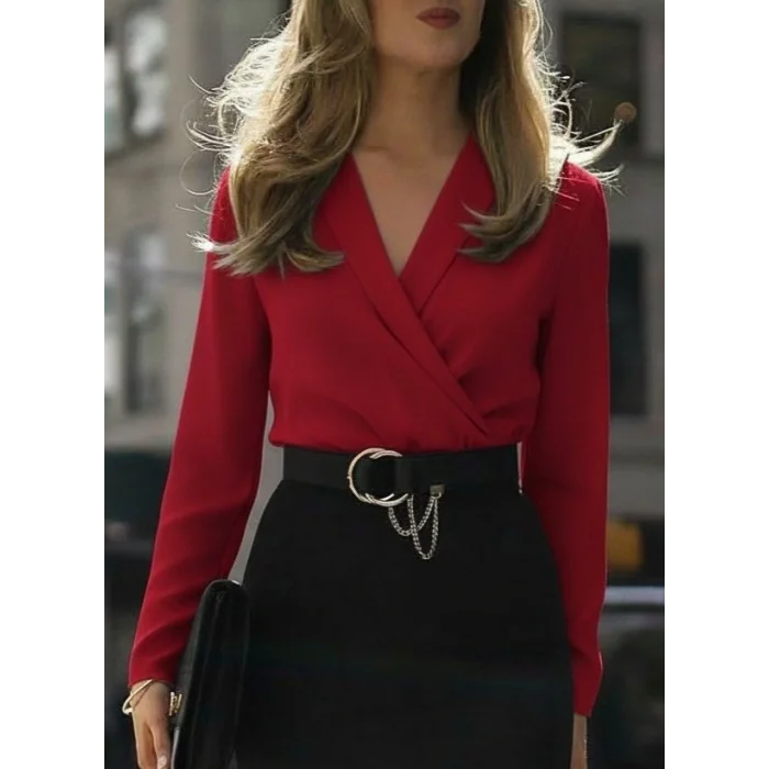 Kadın Uzun Kollu Kruvaze Yaka Janjan Krep Midi Elbise