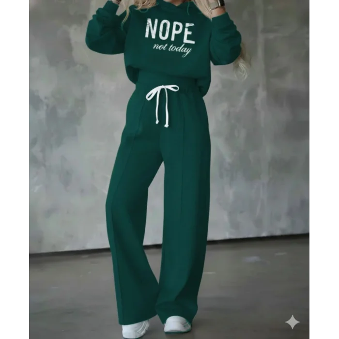 Kadın Uzun Kollu Nope Baskılı Beli Ribanalı Ikili Takım