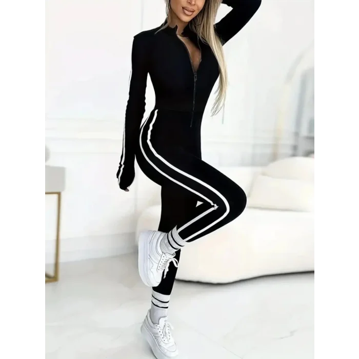 Kadın Uzun Kollu önden Fermuarlı şardonlu Dalgıç Tulum