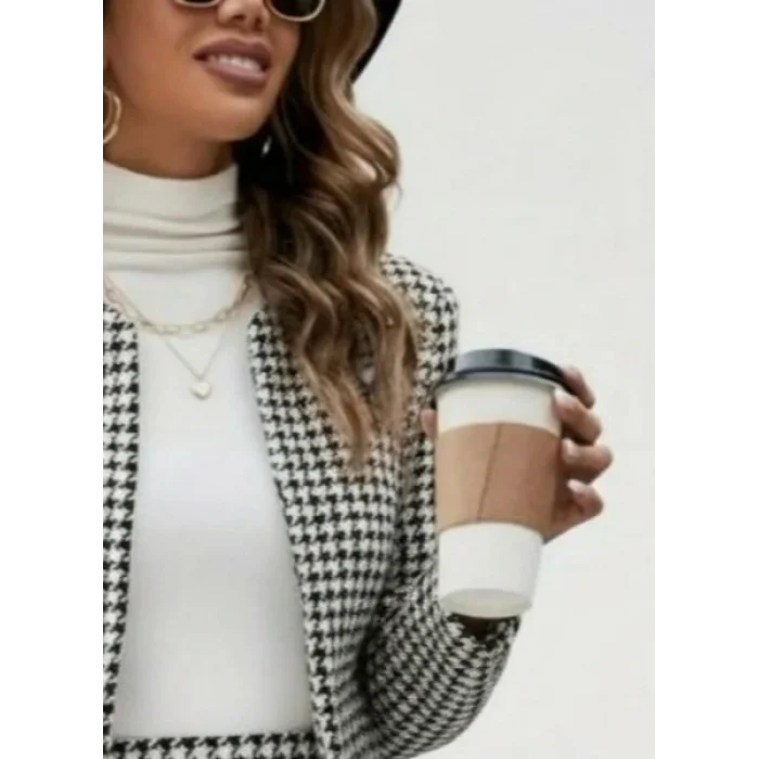 Kadın Uzun Kollu önü Açık Dokuma Ceket Ve Mini Etek Ikili Takım