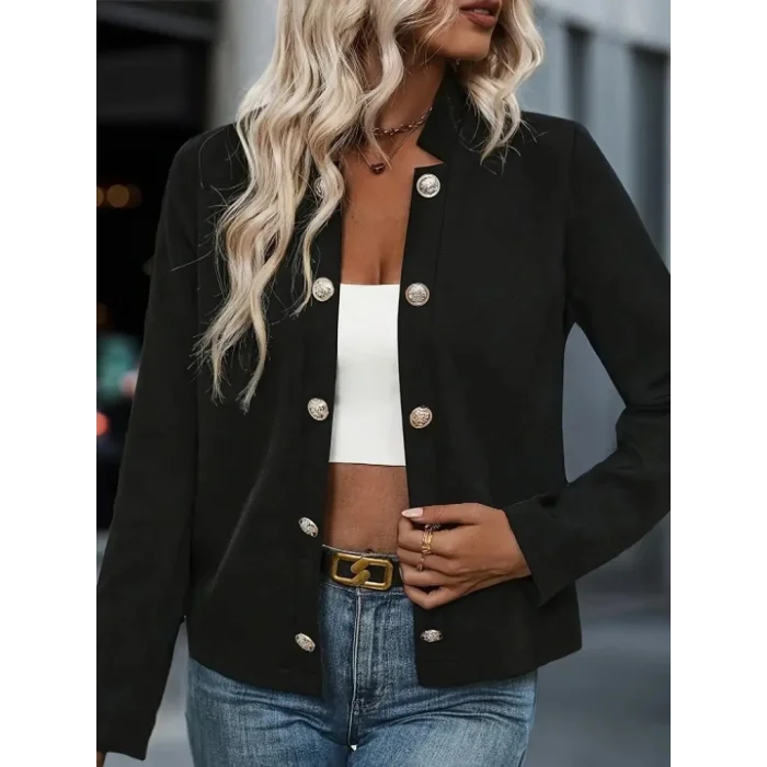 Kadın Uzun Kollu önü Açık Düğmeli Scuba Dalgıç Ceket