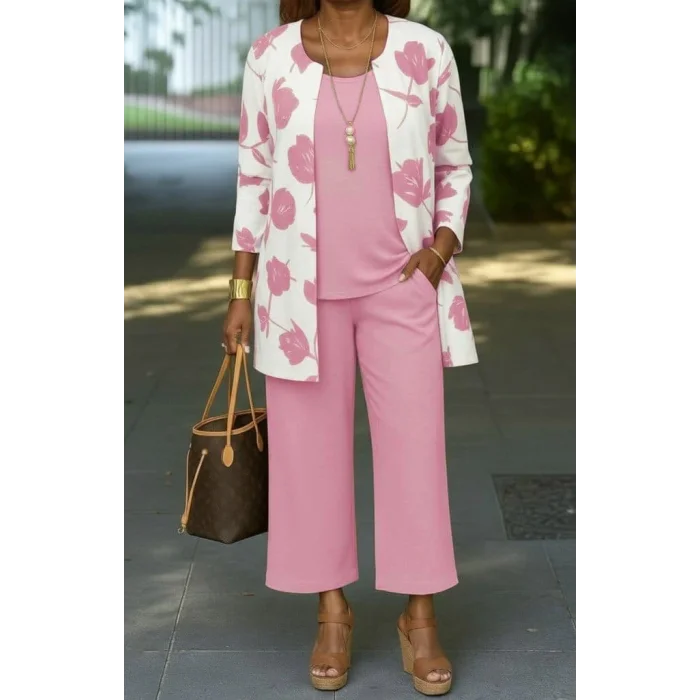 Kadın Uzun Kollu önü Açık Modal Ceket Kolsuz Viskon Iki Iplik Bluz Ve Pantolon üçlü Takım