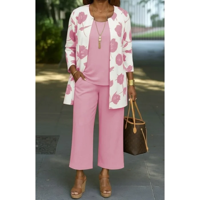 Kadın Uzun Kollu önü Açık Modal Ceket Kolsuz Viskon Iki Iplik Bluz Ve Pantolon üçlü Takım