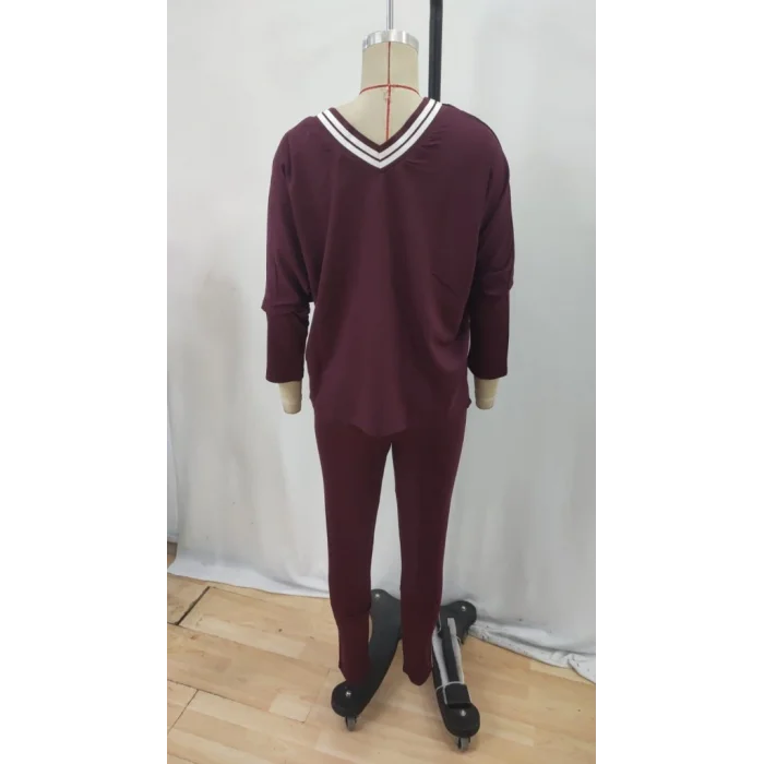 Kadın Uzun Kollu Tek Omuzu Açık Detaylı Viskon Iki Iplik Bluz Ve Pantolon Ikili Takım