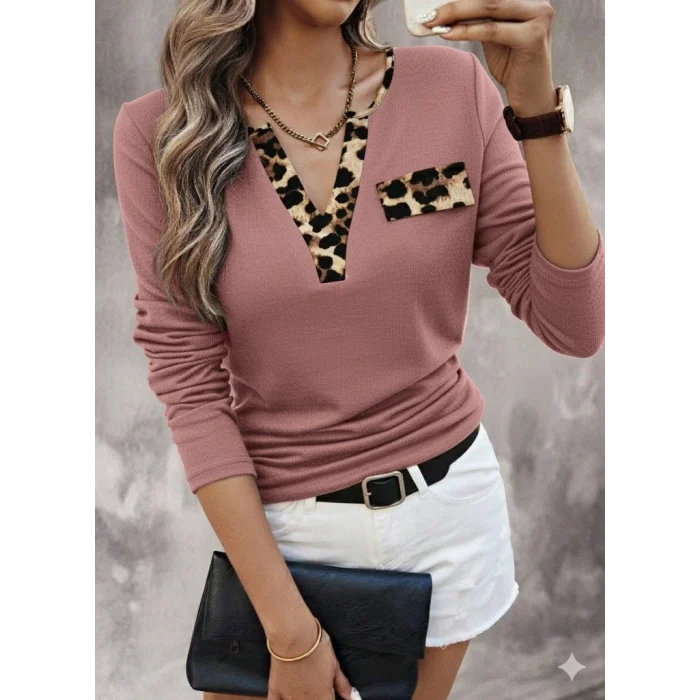 Kadın Uzun Kollu V Yakalı Kaşkorse Bluz