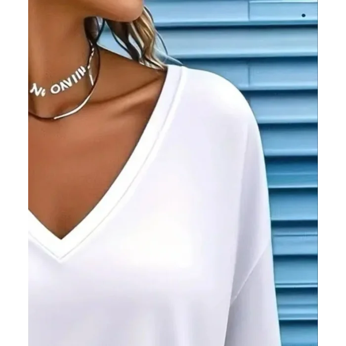 Kadın Uzun Kollu V Yakalı Viskon Iki Iplik Bluz