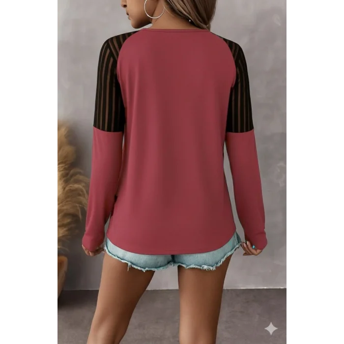 Kadın Uzun Kollu Yakadan Fermuarlı Viskon Bluz