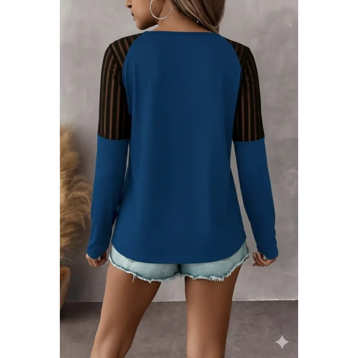 Kadın Uzun Kollu Yakadan Fermuarlı Viskon Bluz