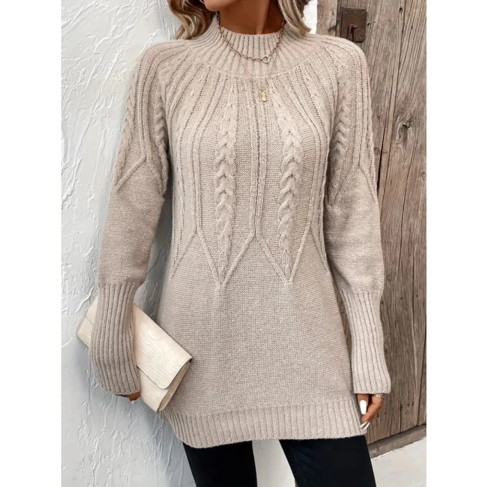 Kadın Uzun Kollu Yarı Balıkçı Yaka Triko Bluz