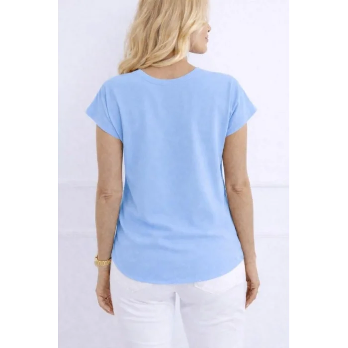 Kadın V Yaka Kısa Kol Dokuma Viskon Kumaş Bluz