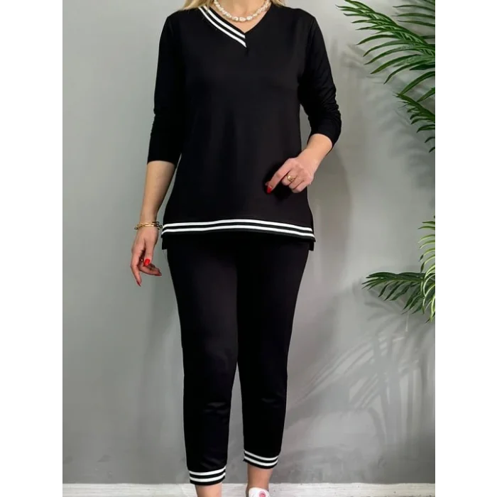 Kadın Yeni Sezon Uzun Kollu Ribana Detay Ikili Takım