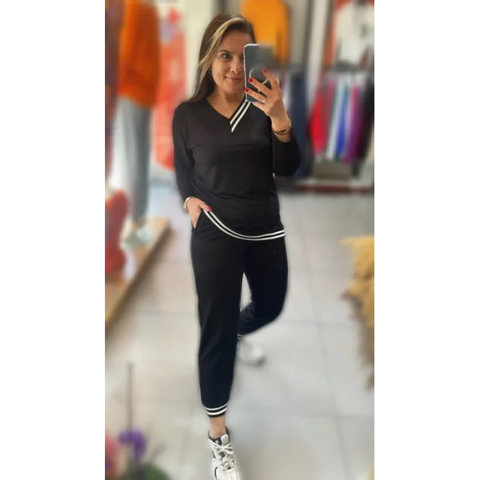 Kadın Yeni Sezon Uzun Kollu Ribana Detay Ikili Takım