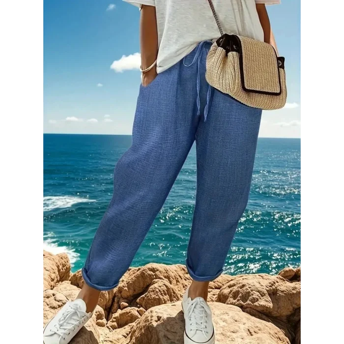 Kadın Yüksek Bel Lastikli Belde Bağcık Detaylı Aerobin Pantolon