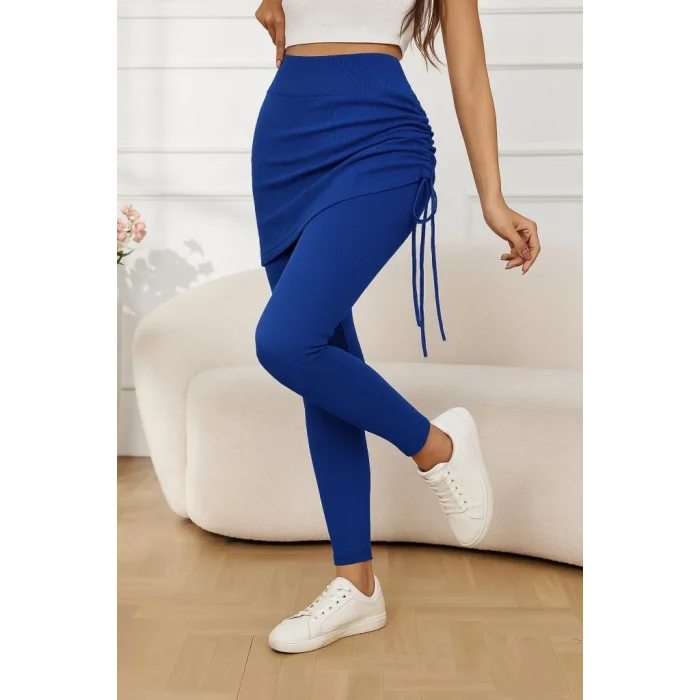 Kadın Yüksek Bel Yandan Büzgülü Alttan Uzun Kaşkorse Tayt Etek