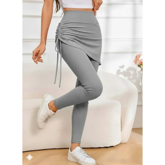 Kadın Yüksek Bel Yandan Büzgülü Alttan Uzun Kaşkorse Tayt Etek