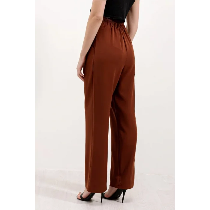 Kahverengi Yüksek Bel Kumaş Pantolon 6612