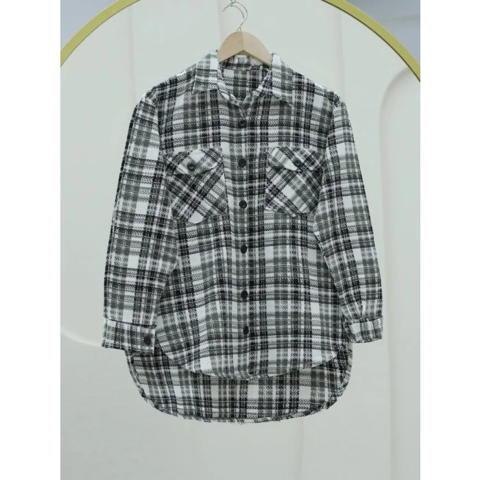 Kapaklı Cepli Tüvit Gömlek  -Haki