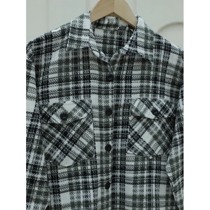 Kapaklı Cepli Tüvit Gömlek  -Haki