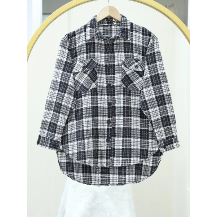 Kapaklı Cepli Tüvit Gömlek    -Siyah