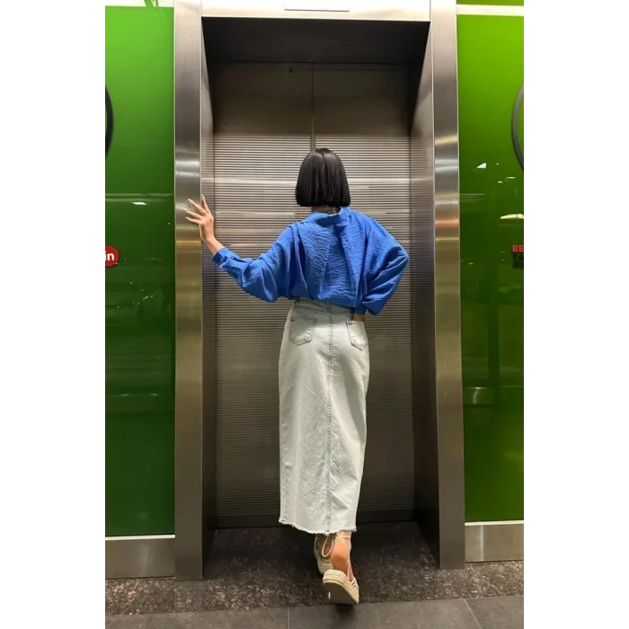 Kar Yıkama Yırtmaçlı Kot Etek