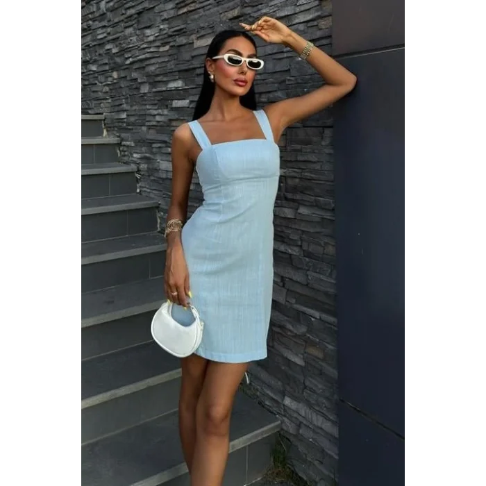 Kare Yaka Mini Elbise 2903