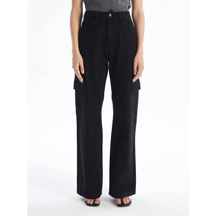 Kargo cep jeans pantolon siyah