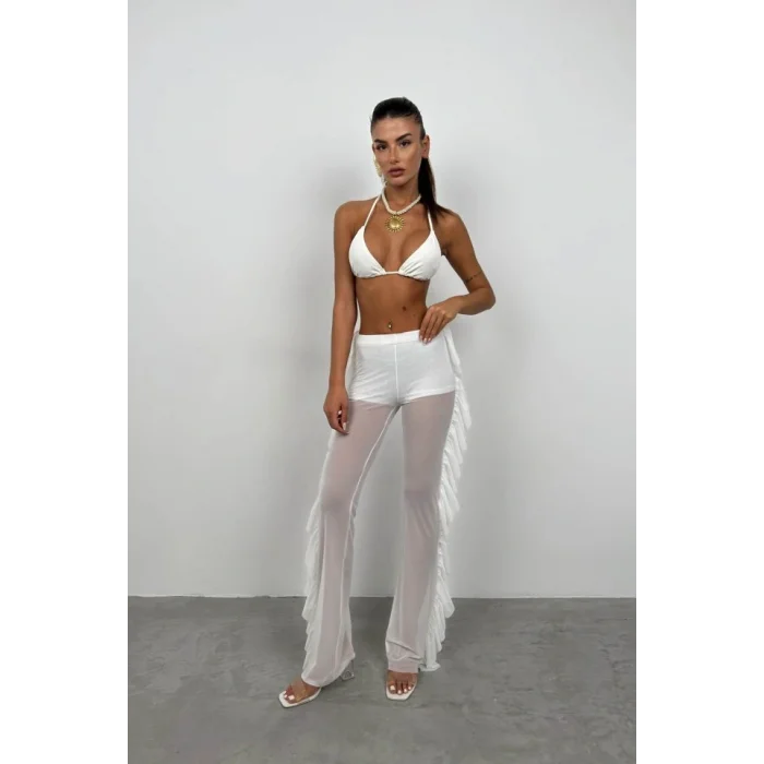 Katlı Transparan Pantolon