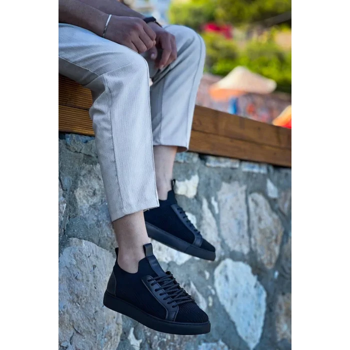 KB-112  Kuback Siyah Siyah TabanTriko Bağcıklı  Günlük Erkek  Ayakkabı