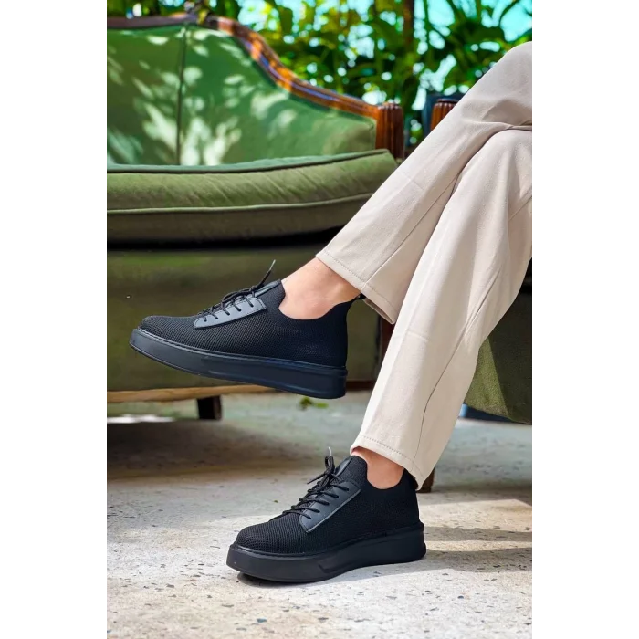 KB-116 Kuback Siyah Siyah Taban Bağcıklı Triko Günlük Erkek Ayakkabı