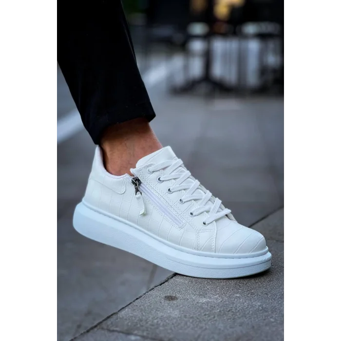 KB-309  Kuback Beyaz Fermuar Ve Bağcıklı  Günlük Erkek  Ayakkabı