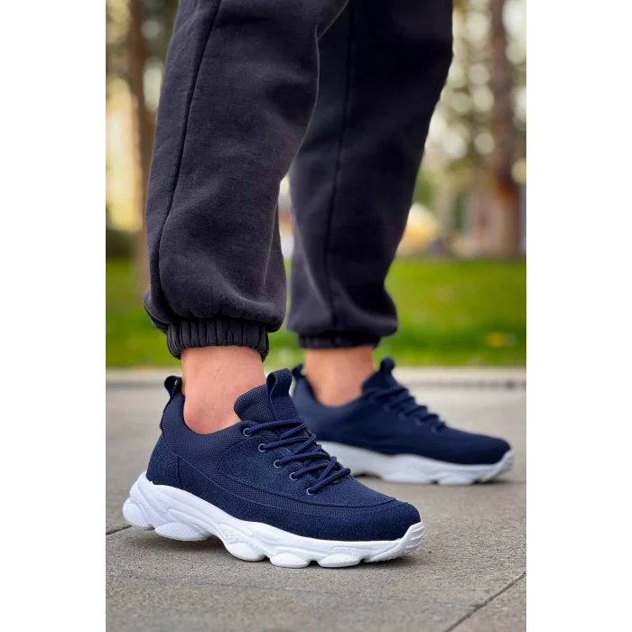 KB-707  Kuback Lacivert Süet Yüksek Taban Bağcıklı Günlük Erkek Ayakkabı