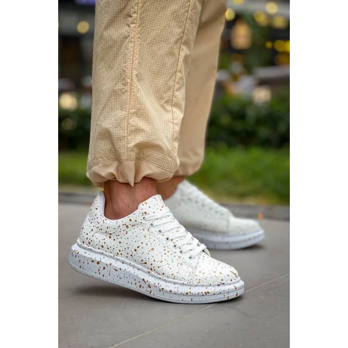 KB-X500  Kuback Beyaz Gold  Bağcıklı  Günlük Erkek  Ayakkabı