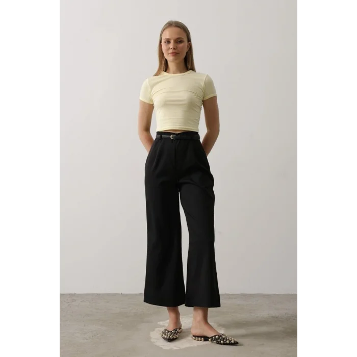 Kemer Pens Detaylı Pantolon - Siyah