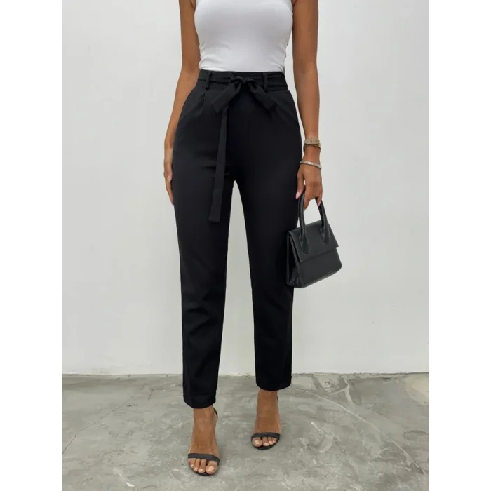 Kemerli Bilek Pantolon -Siyah