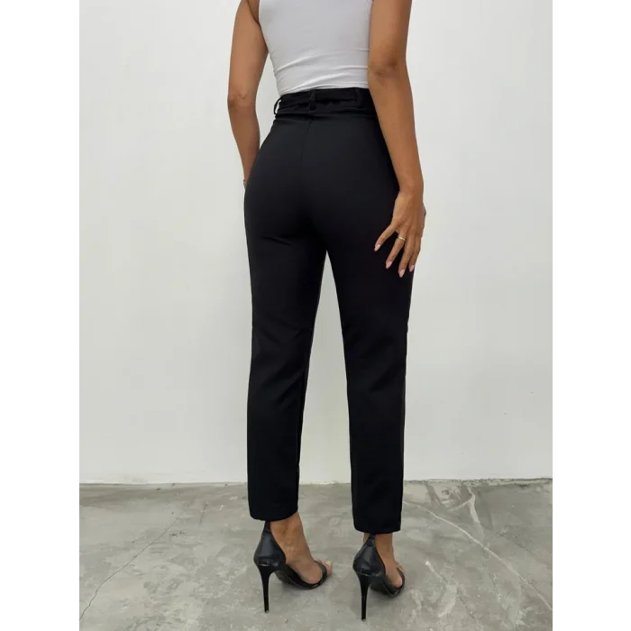 Kemerli Bilek Pantolon -Siyah