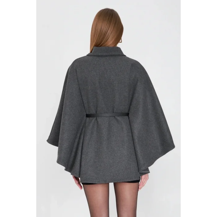 Kemerli kaşe panço antrasit pt