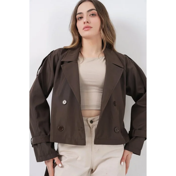 Kemerli Kısa Trençkot 5970 - A.Kahve