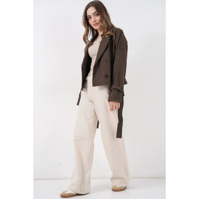 Kemerli Kısa Trençkot 5970 - A.Kahve