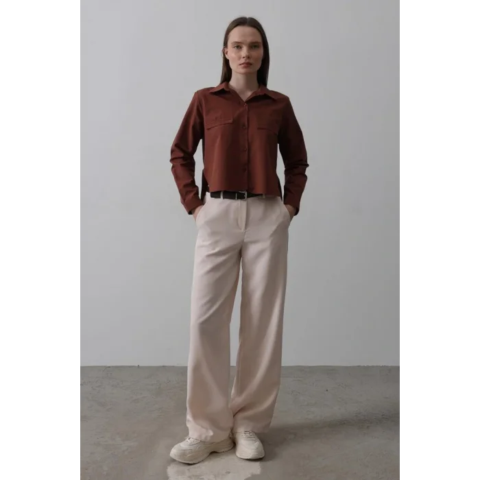 Kemerli Palazzo Pantolon - Pudra