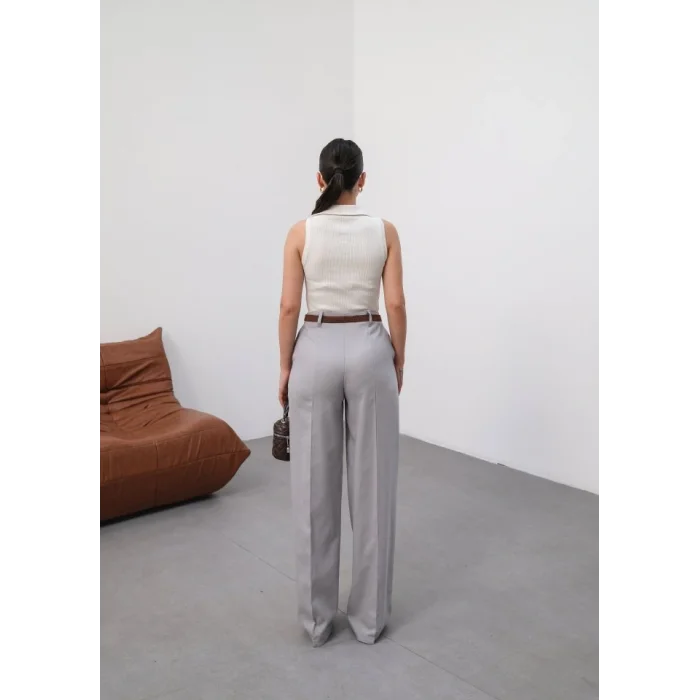 Keten Kemerli̇ Ve Dökümlü Palazzo Pantolon (Kemer Dahi̇l)