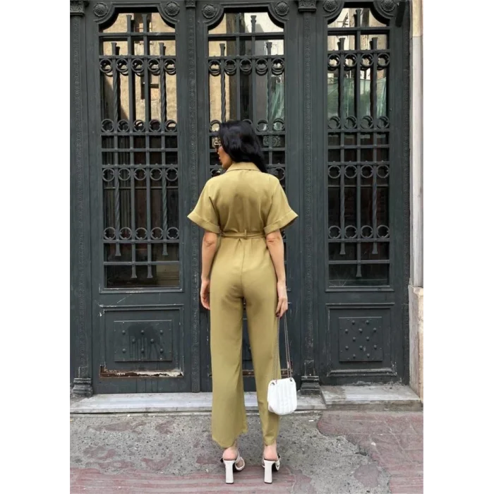 KETEN TULUM BEL BAĞLAMA DETAYLI - Yeşil