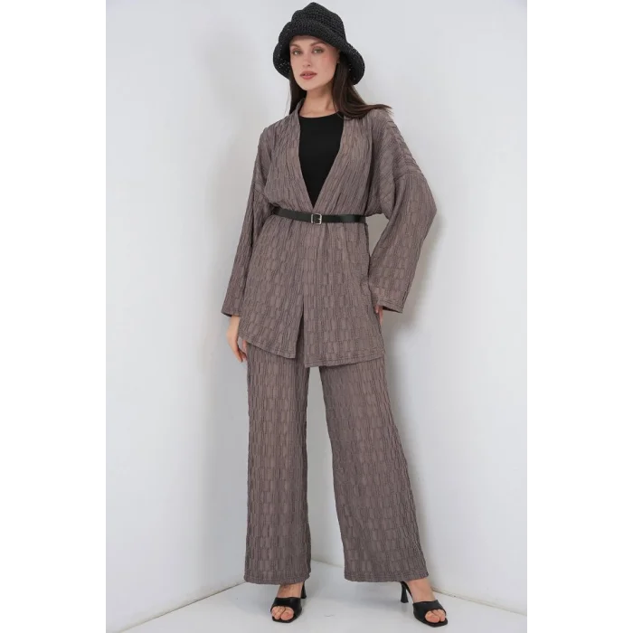 Kimono Pantolon İkili Takım 30078 - Füme