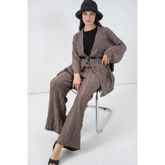 Kimono Pantolon İkili Takım 30078 - Füme
