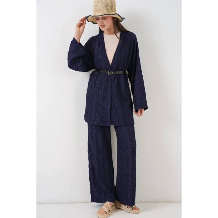 Kimono Pantolon İkili Takım 30078 - Lacivert