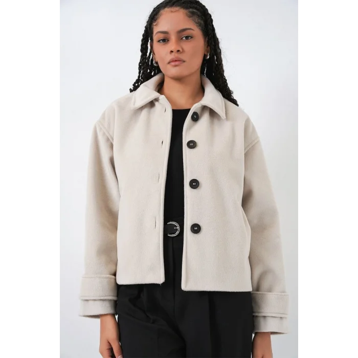 Kısa Kaşe Ceket 0724 - Ekru