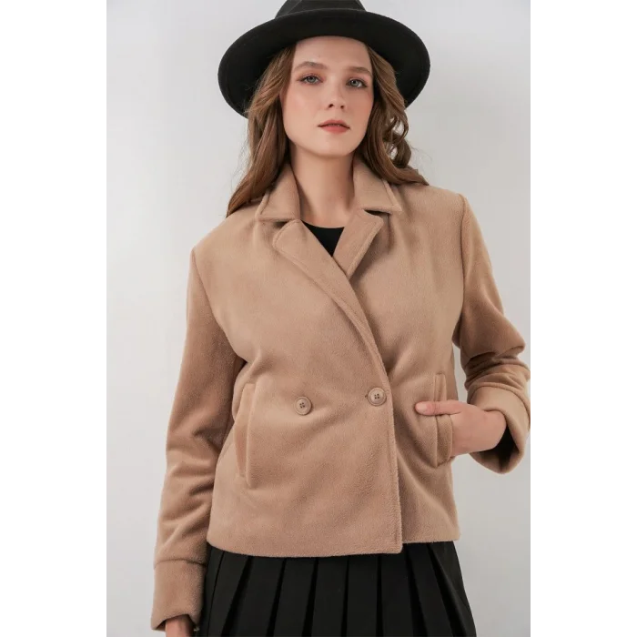 Kısa Kaşe Ceket 0725 - Bisküvi